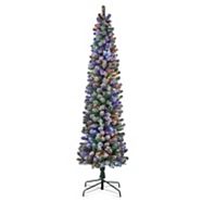 NOMA Pre-Lit Colour-Changing Bennet Pencil Christmas Tree, 7-ft