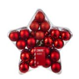Décoration de Noël boules incassables CANVAS, dans un boîtier étoile, rouge, 40 mm, paq. 40 | CargoSmartnull