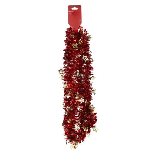 For Living Christmas Decoration Star Icon Cut Tinsel, Jumbo, Red, 9-ft Product image