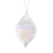 CANVAS Nordic Lights Collection Iridescent Glass Raindrop with Feather Ornament