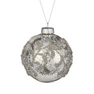 CANVAS Silver Collection Mercury Glass Floral Ball Ornament
