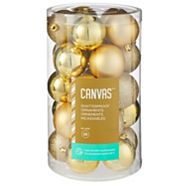 CANVAS, Recycled Shatterproof Ornament Set, Gold, 25-pc