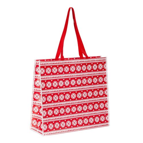 Décoration de Noël sac non tissé réutilisable flocon de neige For Living, rouge et blanc Image de l’article