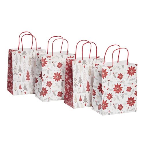 For Living Kraft Christmas Decoration Gift Bags, Medium, 4-pk Product image