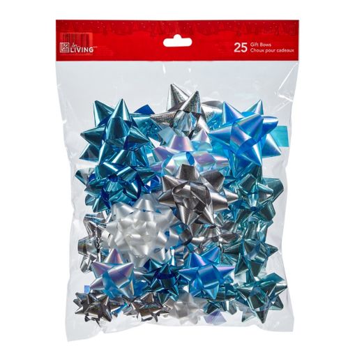 For Living Christmas Decoration Gift Bows, Blue, 25-pc Product image