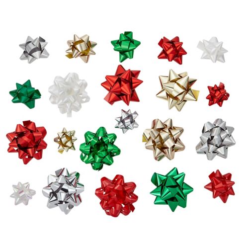 For Living Christmas Decoration Gift Bows, Traditional Colours, 25-pc Product image