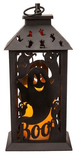 Lanterne à flamme avec lumières à DEL scintillantes For Living pour décoration d’Halloween, noir, 12 1/2 po Image de l’article