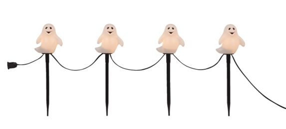 Ensemble de piquets de fantômes For Living avec lumières à DEL pour l’Halloween, noir, 14 1/2 po, paq. 4 Image de l’article
