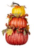 CANVAS 3 Stacked Pumpkin with Berry & Leaf for Fall & Halloween Decorations, Orange, 15-in | CANVASnull