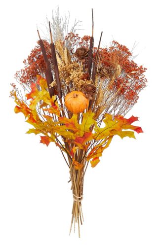 Mixed Dried Flowers Harvest Bouquet, Tabletop Fall & Halloween Decorations, Orange, 3-ft Product image