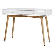 CANVAS Copenhagen 2-Drawer Home Office Writing Console Desk/Table With Wood Legs, White