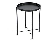 CANVAS Slate Round Metal Sofa Side Table With Removable Tray, Black