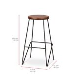 CANVAS Axel Round Metal & Solid Wood Top Counter Stool Armless Backless, Black/Brown | CANVASnull