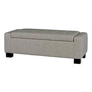 CANVAS Louisa Upholstered Hinge-Top Storage Ottoman/Bench With Padded Seat, Light Grey