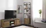 CANVAS Robson 4-Tier Metal Frame Narrow Bookcase With Storage Door, Oak Finish | CANVASnull