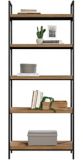 CANVAS Robson 5-Tier Metal Frame Bookcase With Storage, Oak Finish | CANVASnull