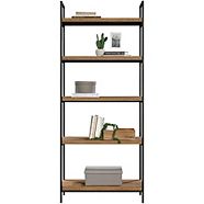 CANVAS Robson 5-Tier Metal Frame Bookcase With Storage, Oak Finish