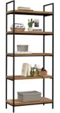 CANVAS Robson 5-Tier Metal Frame Bookcase With Storage, Oak Finish | CANVASnull