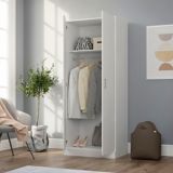Sauder 2-Door Wardrobe/Armoire Clothes Storage Cabinet With Hanger Rod & Shelves, White | Saudernull