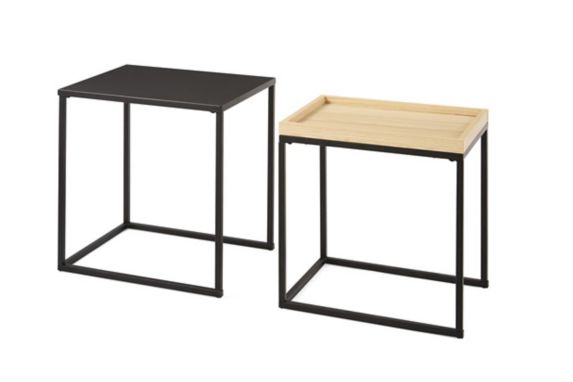 CANVAS Carbon Nesting Side Tables With Storage Tray (2-Piece Set), Black Product image