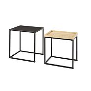CANVAS Carbon Nesting Side Tables With Storage Tray (2-Piece Set), Black