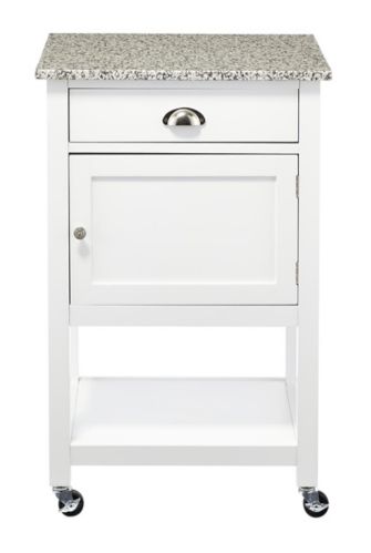 CANVAS Perth Granite Top Kitchen Utility Storage Cart With Locking Wheels, White Product image
