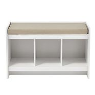 CANVAS Leslie 3-Cubby Entryway Shoe Storage Bench With Seat Cushion, Espresso