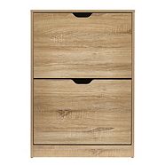 CANVAS Hubbard Entryway Shoe Storage Cabinet Organizer With Flip Doors, Wood Finish