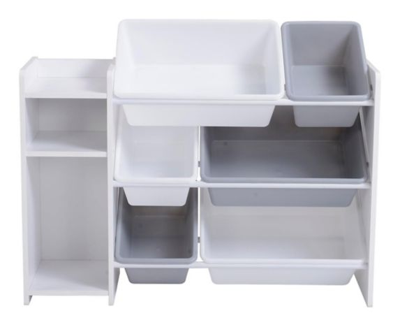 For Living 6-Bin Storage Organizer Bookshelf For Toys/Bedroom/Playroom/Mudroom, White Product image
