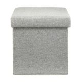 CANVAS Upholstered Folding Storage Cube Ottoman/Footrest With Padded Seat, Grey | CANVASnull