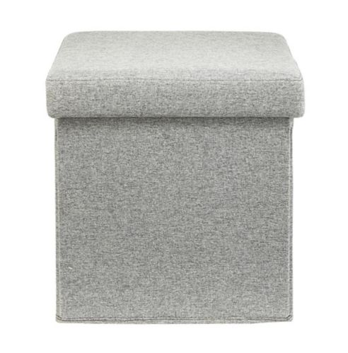 CANVAS Upholstered Folding Storage Cube Ottoman/Footrest With Padded Seat, Grey Product image