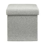 CANVAS Upholstered Folding Storage Cube Ottoman/Footrest With Padded Seat, Grey