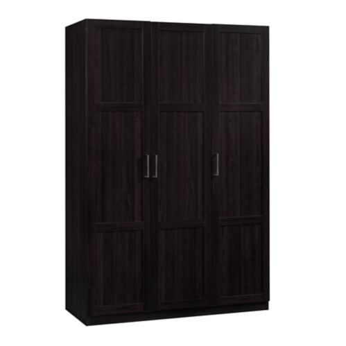 Sauder 3-Door Wardrobe/Armoire Clothes Storage Cabinet With Hanger Rod & Shelves, Cinnamon Product image