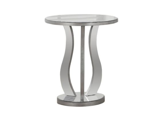 Monarch Silver Brushed Mirror Finished, Silver Round End Table