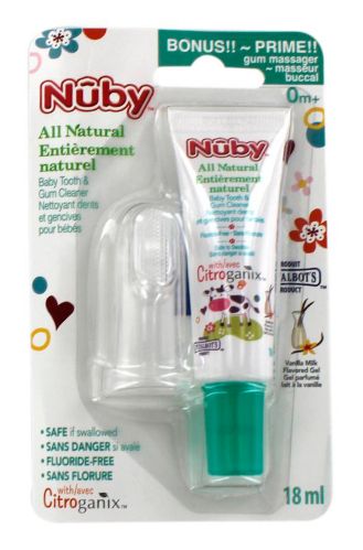 Dentifrice pour bébé Nûby Citroganix, brosse à dents de doigt Image de l’article