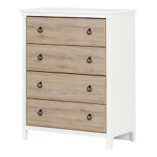 South Shore Catimini 4 Drawer Chest Dresser Pure White Rustic Oak