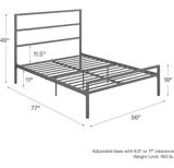Lit plateforme double avec tête de lit cadre en métal profil bas Dorel TeenB, argent | Dorelnull