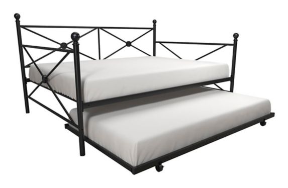 Lit double avec cadre en métal avec lit jumeau coulissant Dorel TeenB, noir Image de l’article