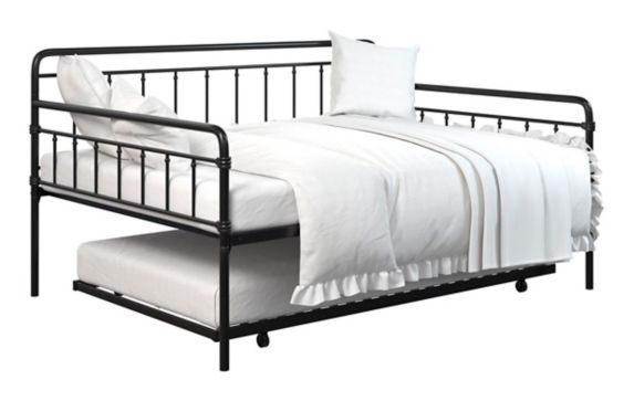 Dorel Teenb Metal Frame Full Double, Twin Size Black Metal Roll Out Trundle Bed Frame For Daybed