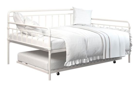 Lit double avec cadre en métal avec lit jumeau coulissant Dorel TeenB, blanc Image de l’article