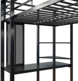 Lit simple mezzanine en métal avec échelles, garde-corps de sécurité et bureau intégré Dorel Kool, noir | Dorelnull