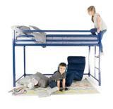 Lit simple mezzanine en métal avec échelle et garde-garde-corps de sécurité pour chambre d'enfant, bleu | Dorelnull