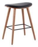 Tabourets de comptoir/bar sièges en bois et en similicuir bois LumiSource Saddle, paq. 2, noyer/noir | LumiSourcenull