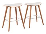 Tabourets de comptoir/bar sièges en bois et en similicuir bois LumiSource Saddle, paq. 2, noyer/blanc | LumiSourcenull