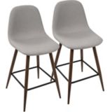 Lumisource Pebble Counter Stool Set Walnut Light Grey 2 Pc