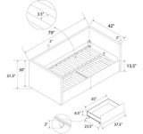 Lit simple rembourré lin avec tiroirs de rangement intégrés Dorel Clubhouse, gris | Dorelnull