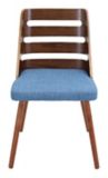 Chaise de salle à manger milieu du siècle bois massif et rembourrage LumiSource Trevi, noyer/bleu | LumiSourcenull