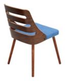 Chaise de salle à manger milieu du siècle bois massif et rembourrage LumiSource Trevi, noyer/bleu | LumiSourcenull