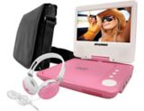 Lecteur DVD portatif Sylvania avec écran pivotant et écouteurs, rose, 7 po | Sylvanianull