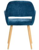 Chaise de salle à manger d'appoint rembourrée en velours avec pattes en métal au fini chêne 39F Cromwell, bleu foncé | Via Velonull